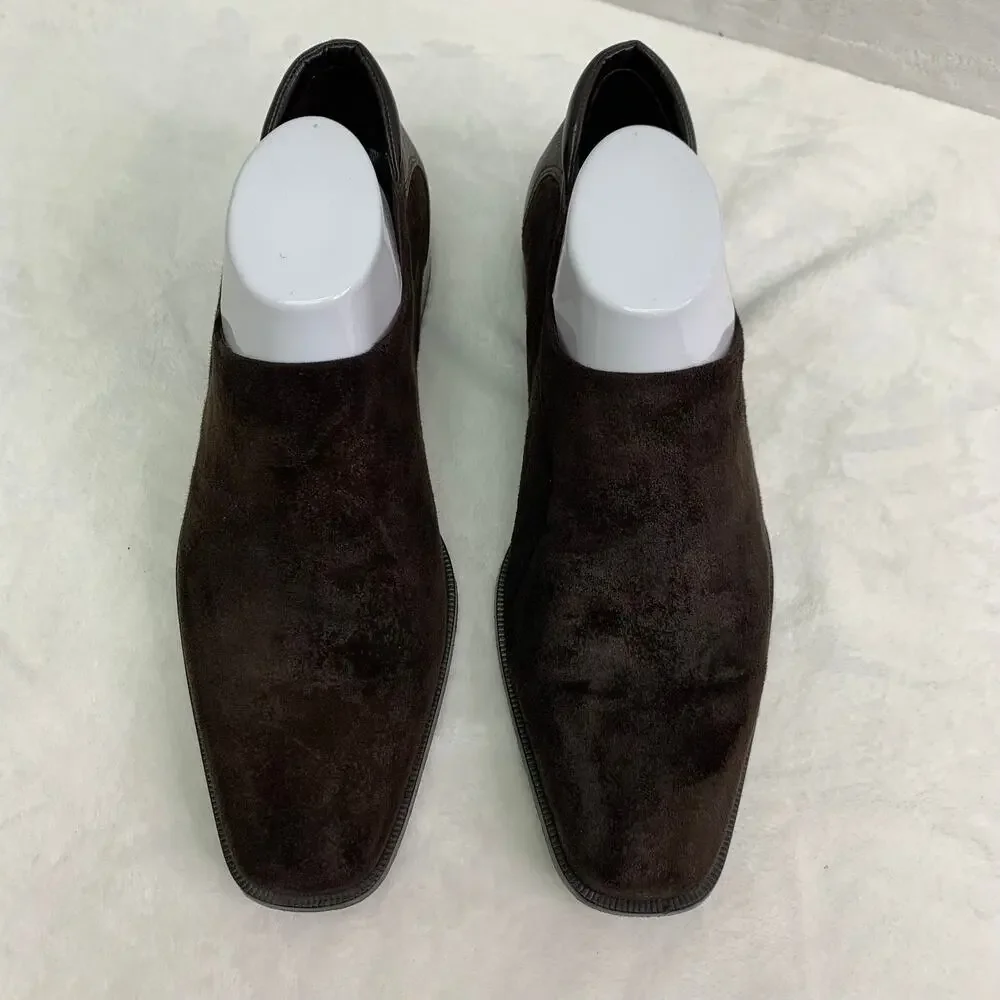 Donald J Pliner Rex 120 Mens 8.5M Nappa Leather Suede Dark Brown Italy Loafers